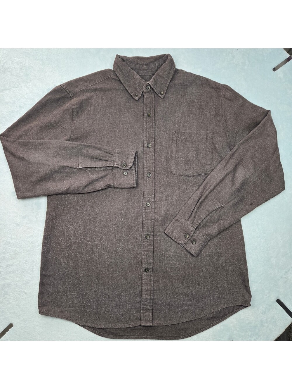 St John's Bay Men's Flannel Shirt Large L Brown Long Sleeve Button Down Cotton
